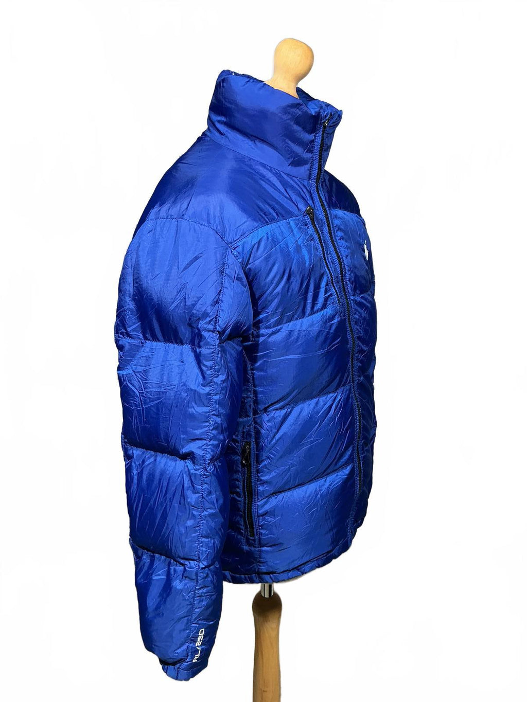 Polo Ralph Lauren Men's Puffer Jacket Full Zip High Collar Blue Good