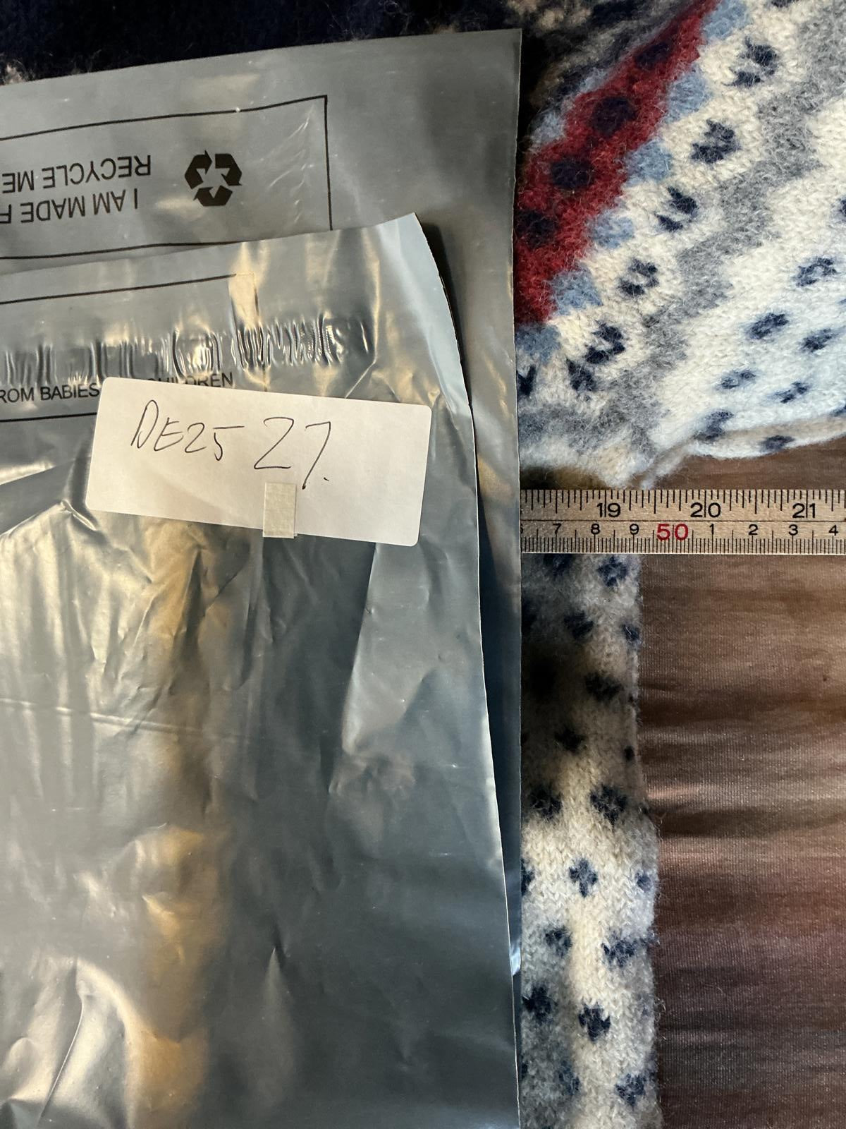 Mens Blue and White Patterned Wool Sweater