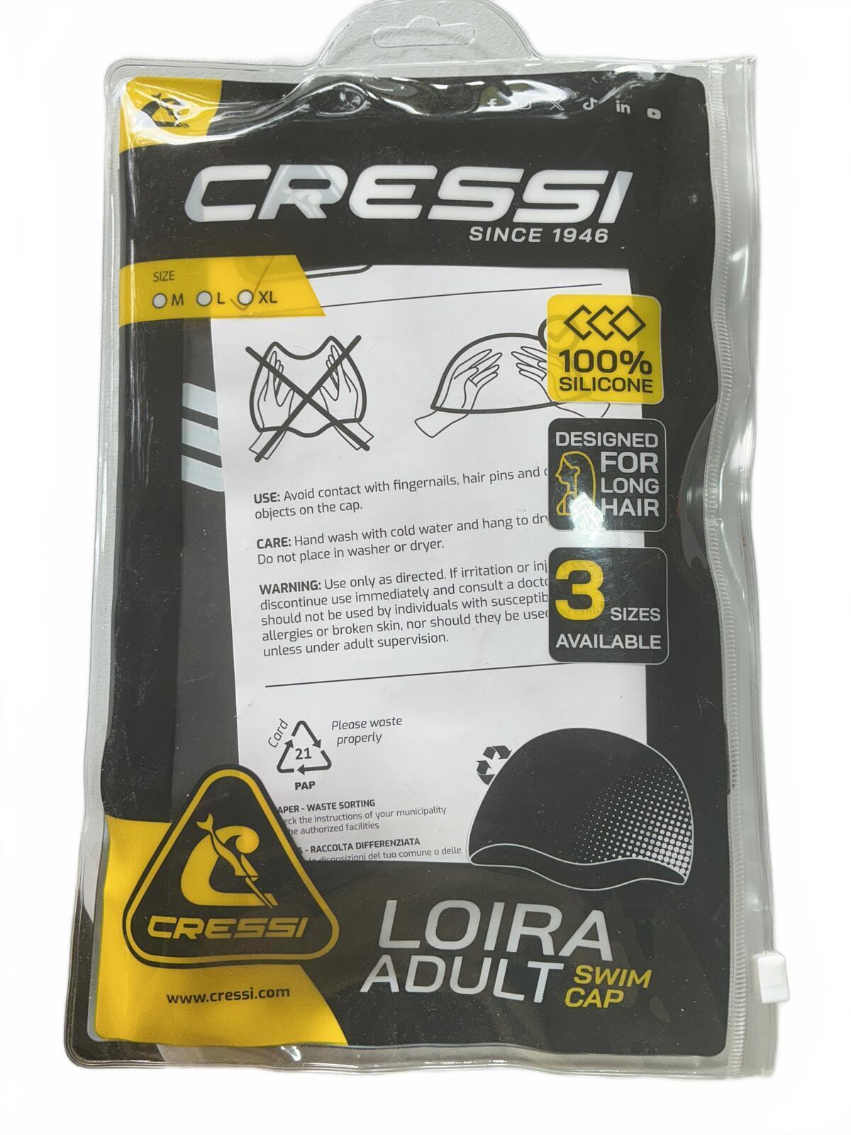 Speedo Adult Biofuse Swimming Goggles Black + Cressi Loira Long Hair Cap