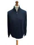 Men's Navy Blue Quarter Zip Sweater Size Regular M