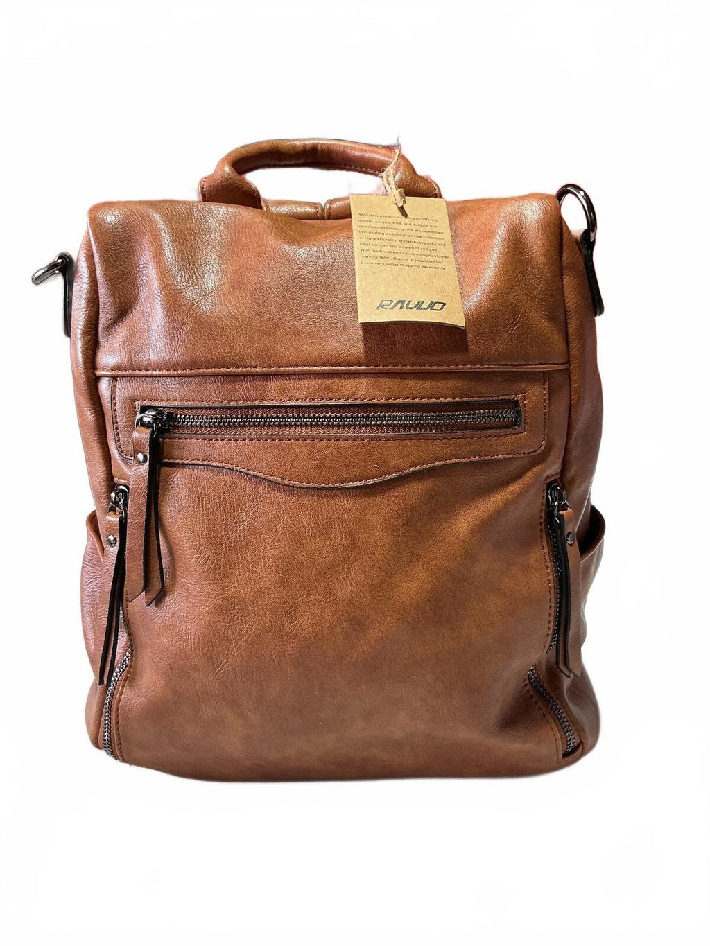 *NEW* Ravuo Brown Faux Leather Backpack Rucksack Laptop Bag Anti Theft 13hX10w