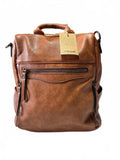 *NEW* Ravuo Brown Faux Leather Backpack Rucksack Laptop Bag Anti Theft 13hX10w