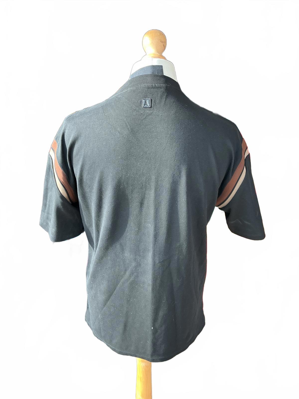 Maniere de Voir Black T-Shirt with Brown Stripes Size Xs