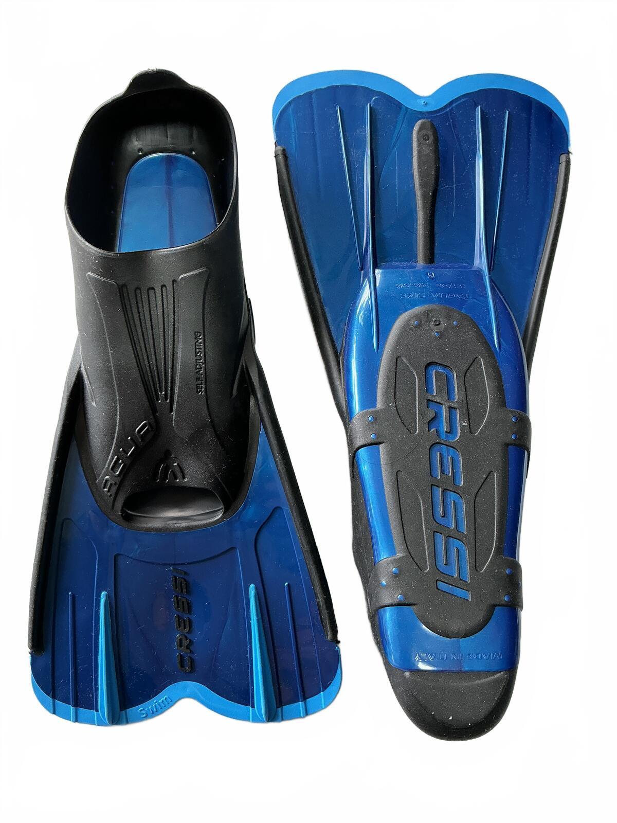 Cressi Agua Short Blue Snorkel Fins Size Uk 2.5-3.5 35/36 Swimming Fins