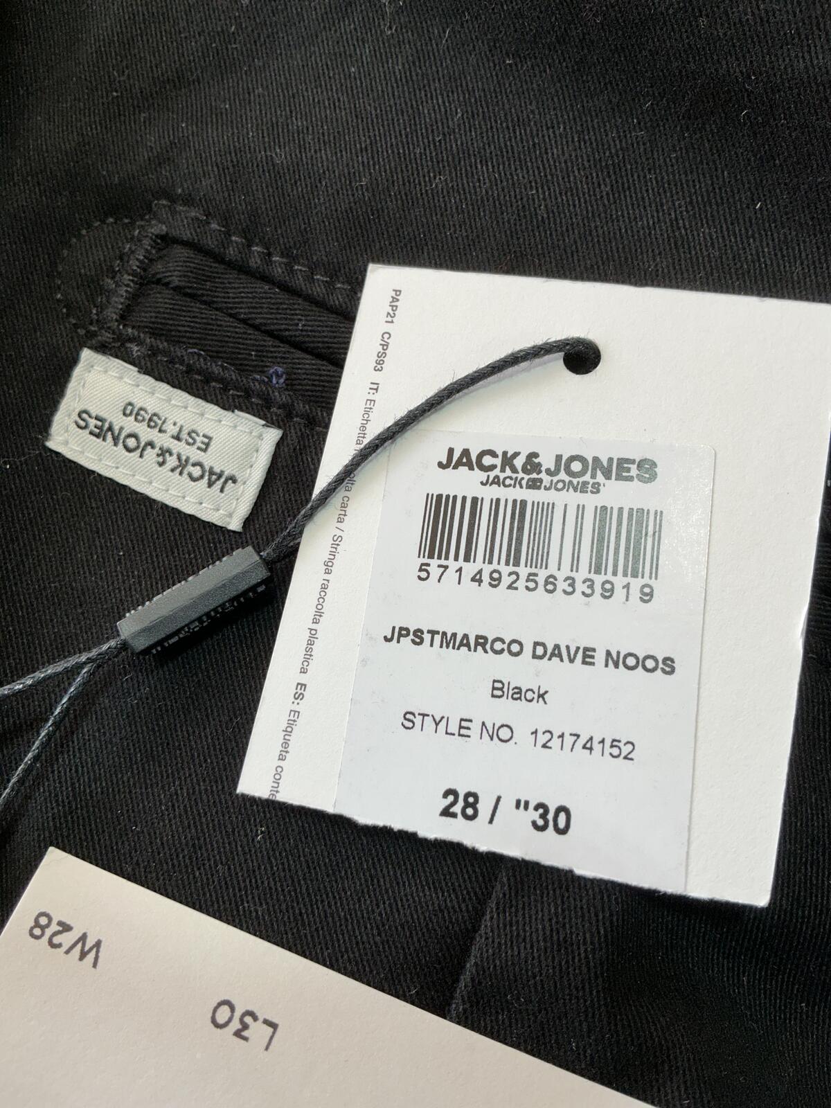 Jack and Jones Black Chino Trousers Slim 28/30 Casual Pants