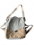 Stylish Beige and White Backpack Bag with Adjustable Straps