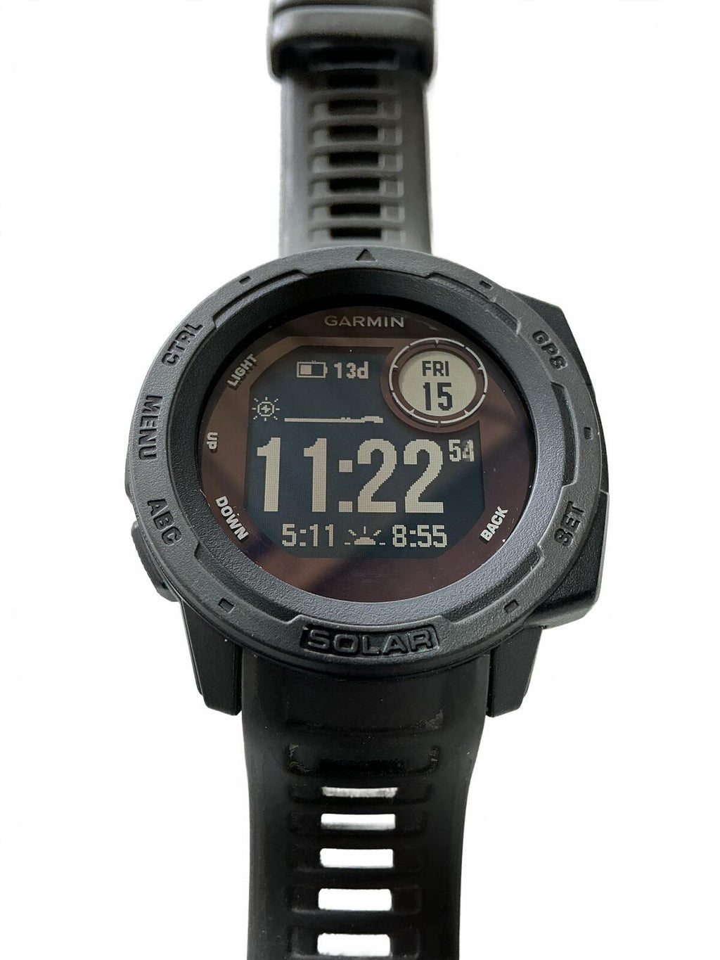 Garmin Instinct Solar GPS Watch — Black & Grey — Rugged Outdoor Smartwatch