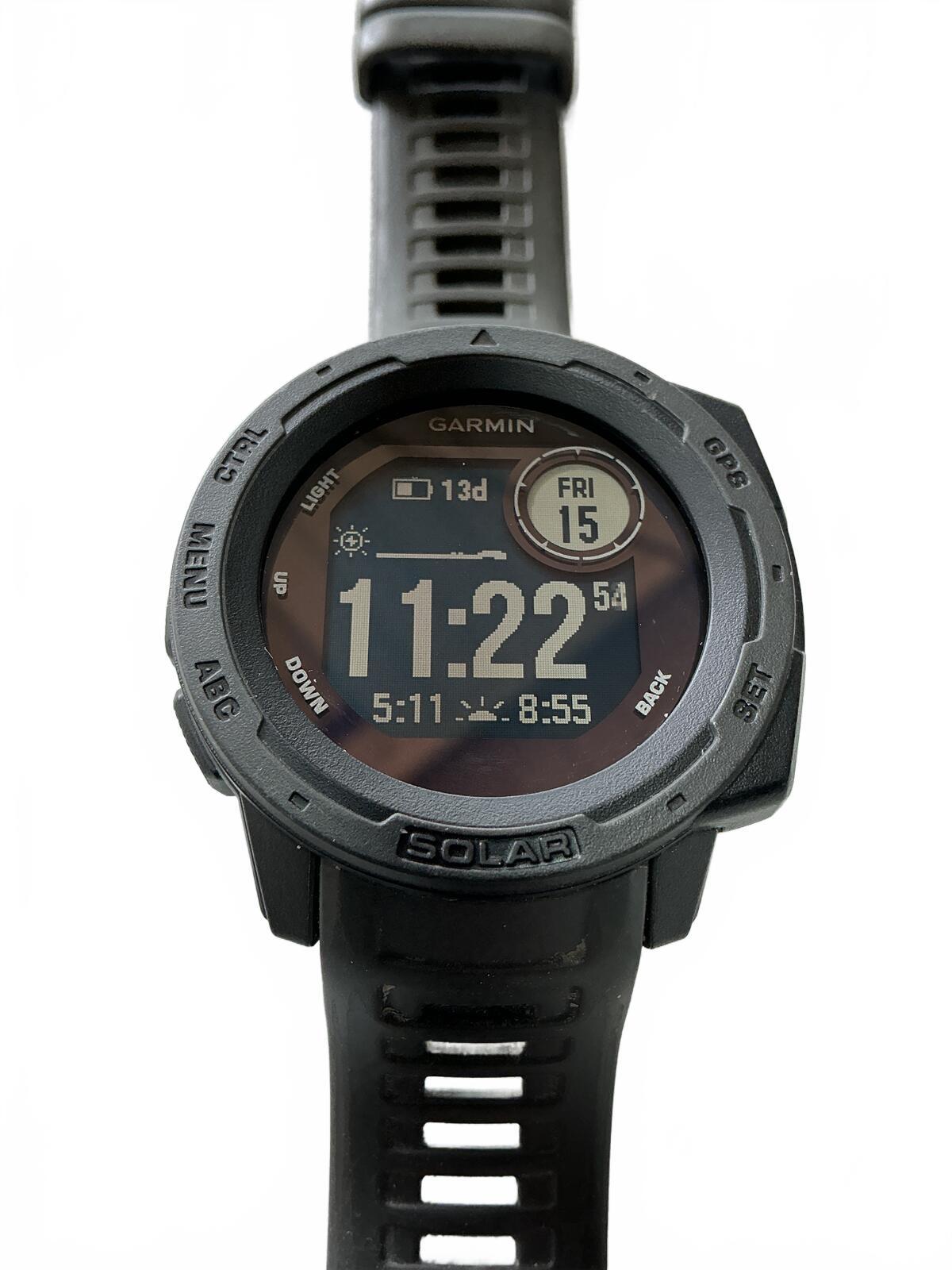 Garmin Instinct Solar GPS Watch — Black & Grey — Rugged Outdoor Smartwatch