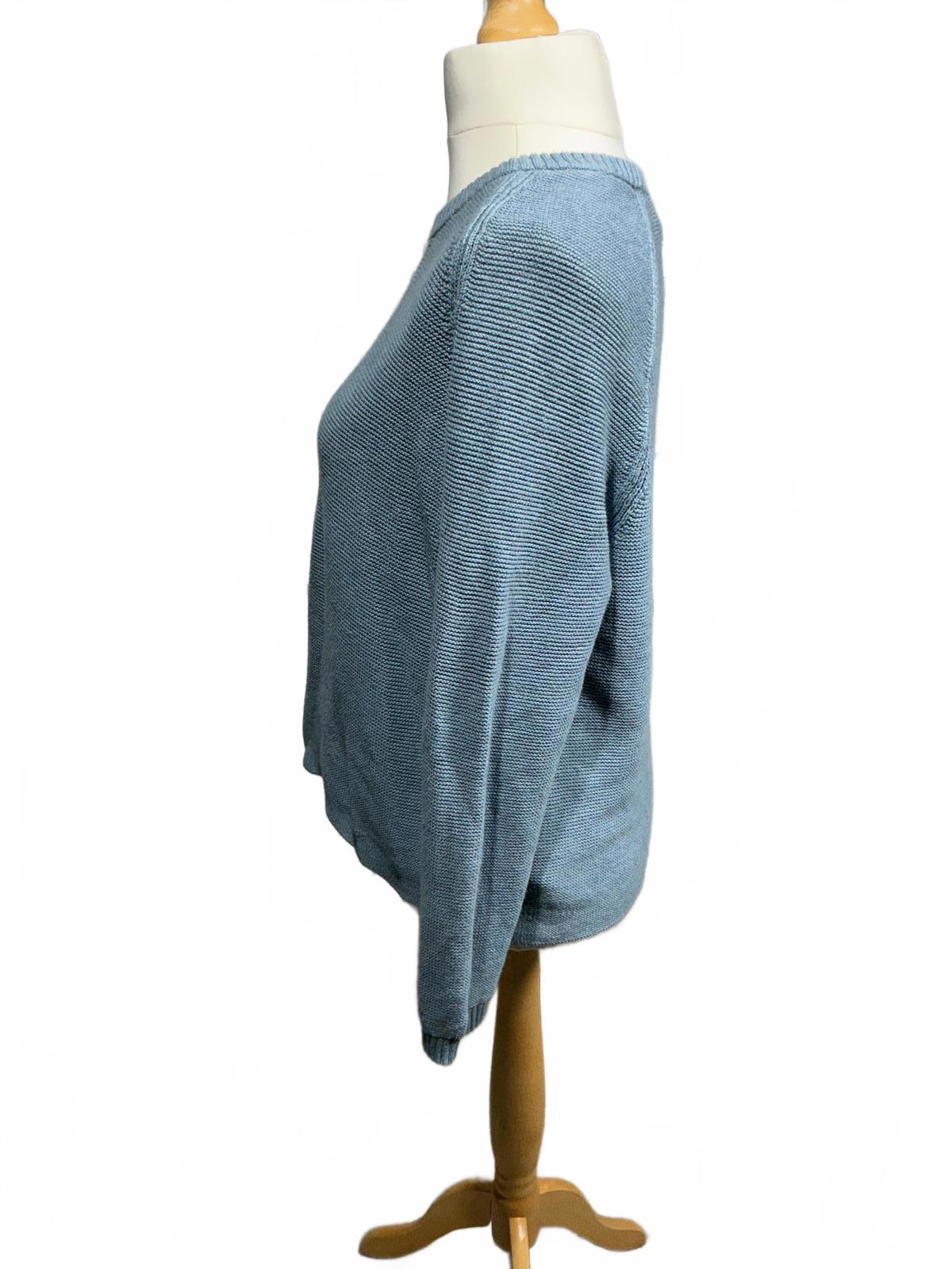 Blue Knit Sweater Size Regular Large Comfortable Casual Style