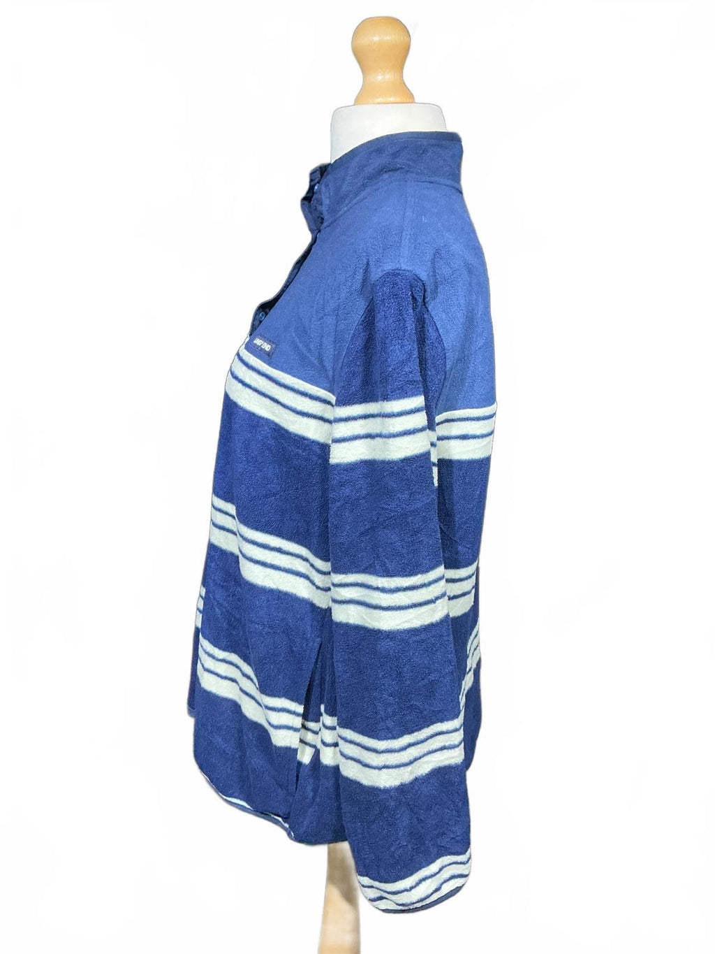 Lands' End Ladies Blue Fleece Jacket with White Stripes