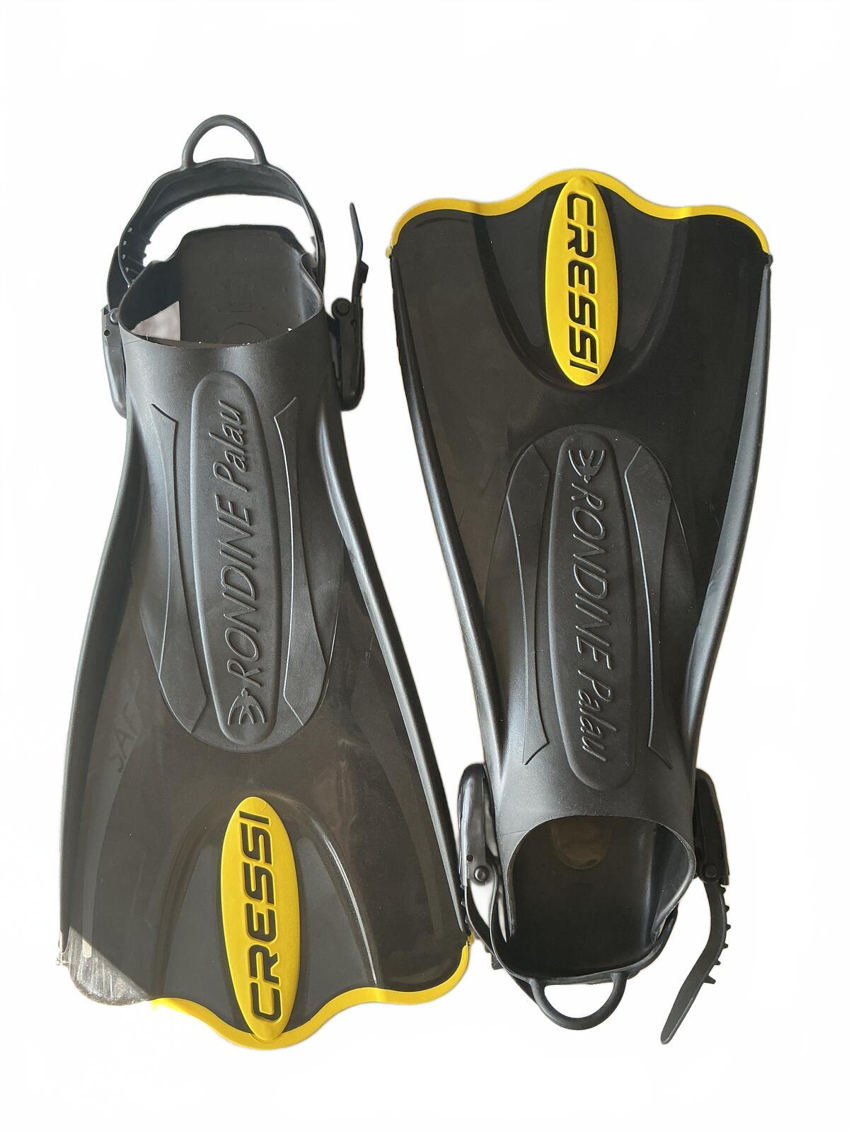 Cressi Rondine Palau Adjustable Swim Fins Flippers Size M-L Black Yellow Uk7-10