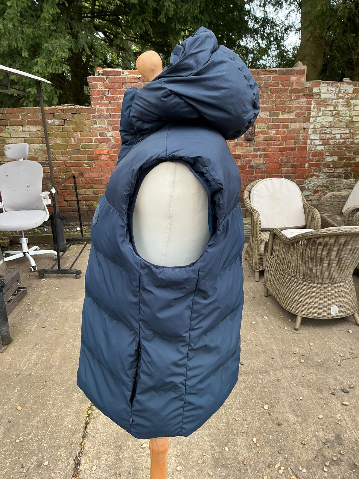 Timberland Navy Blue Puffer Down Gilet Body Warmer Vest Hooded Size Regular L