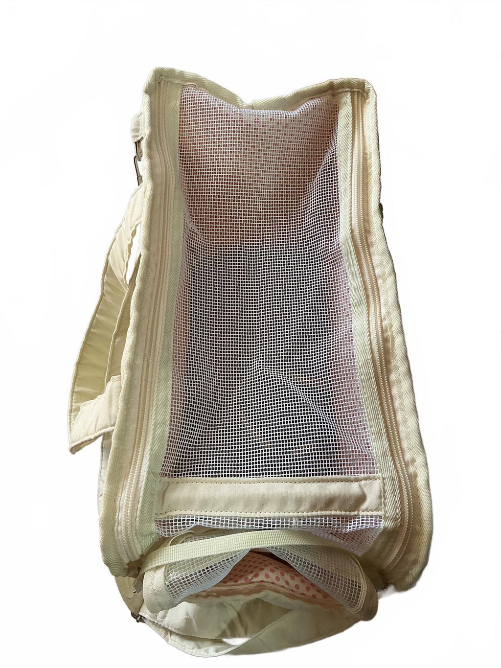 Pengpai Cream Quilted Pet Carrier Bag with Shoulder Strap Size Medium