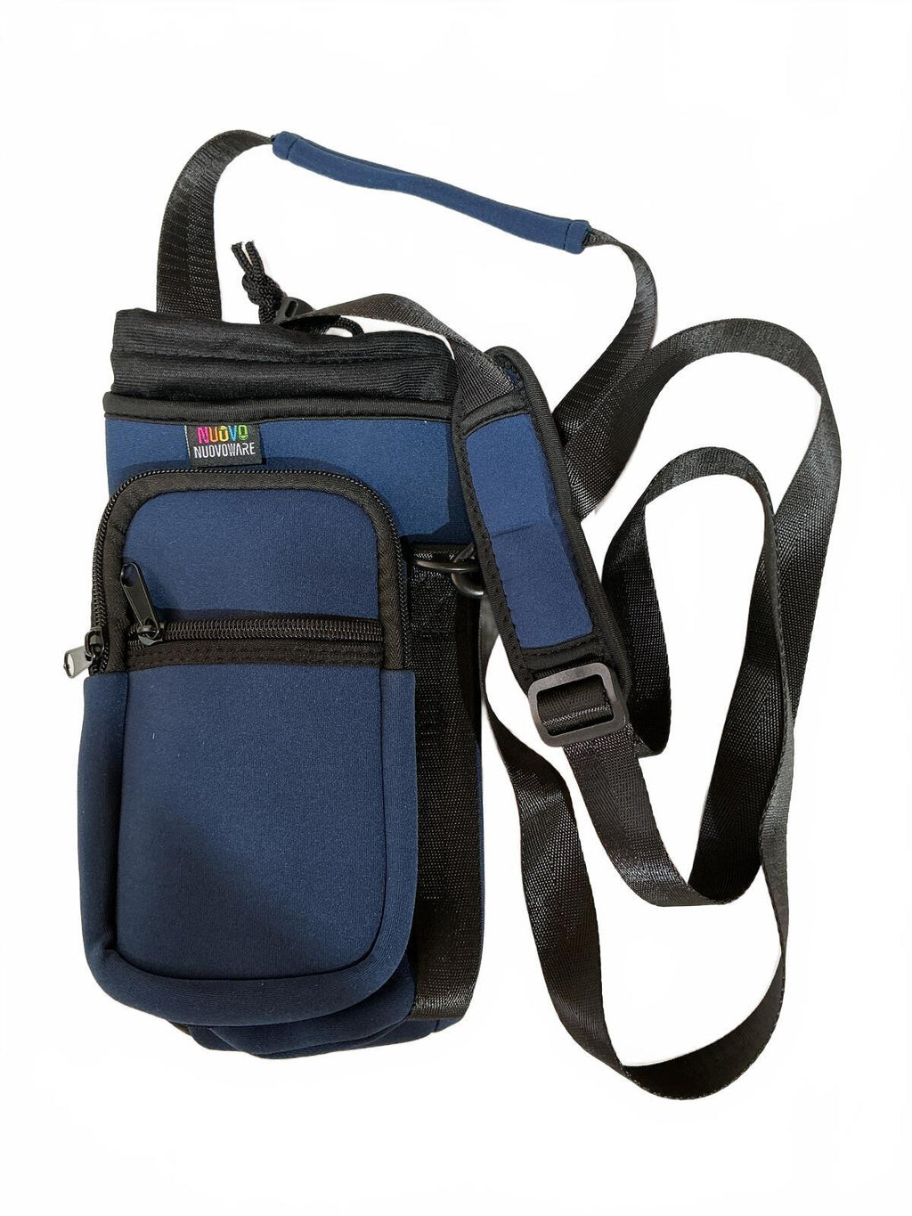 Colour Neoprene Blue Neoprene Crossbody Water Bottle Bag with Adjustable Strap