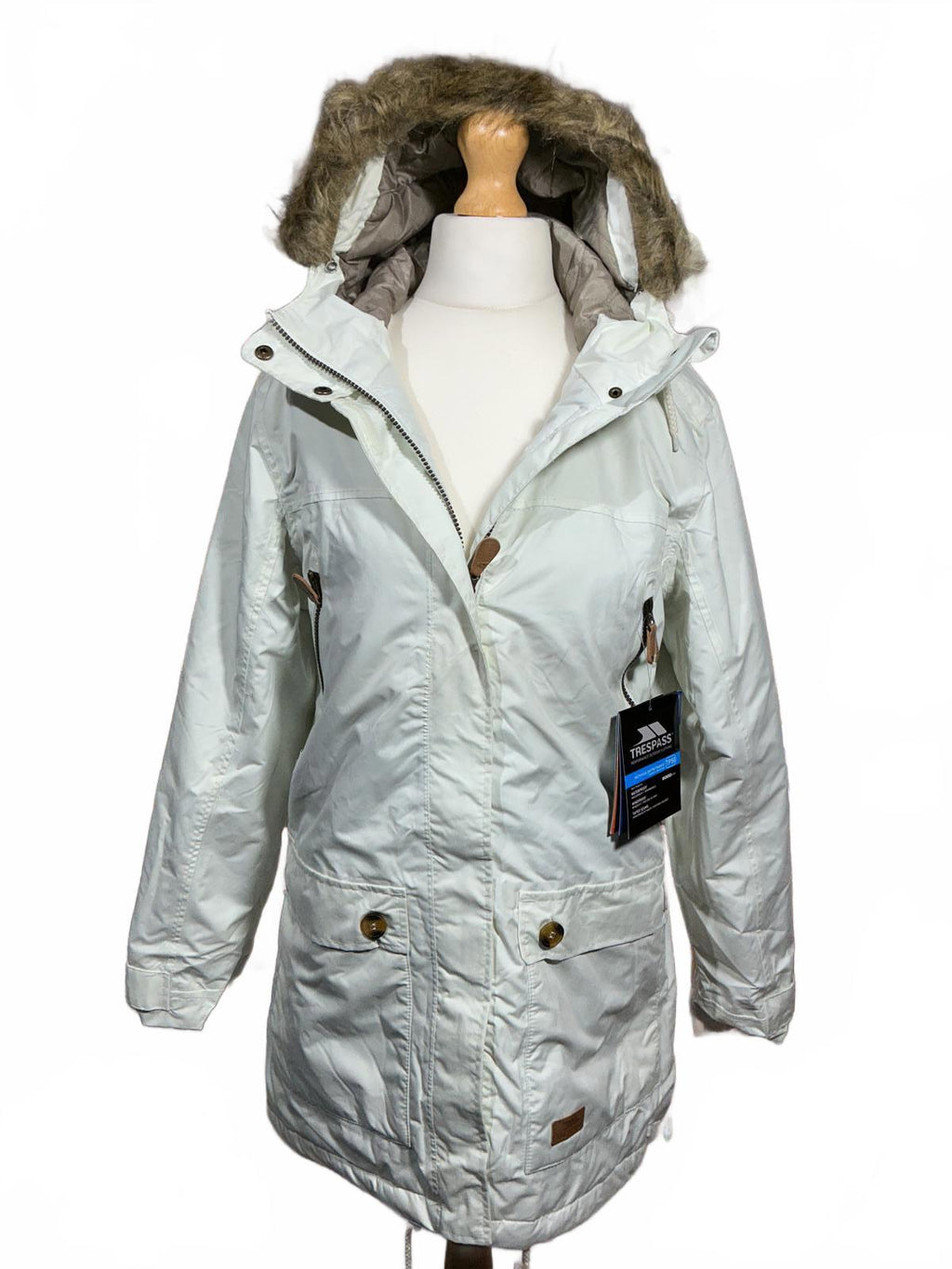 Trespass Women's White Winter Parka Coat Size Regular 16