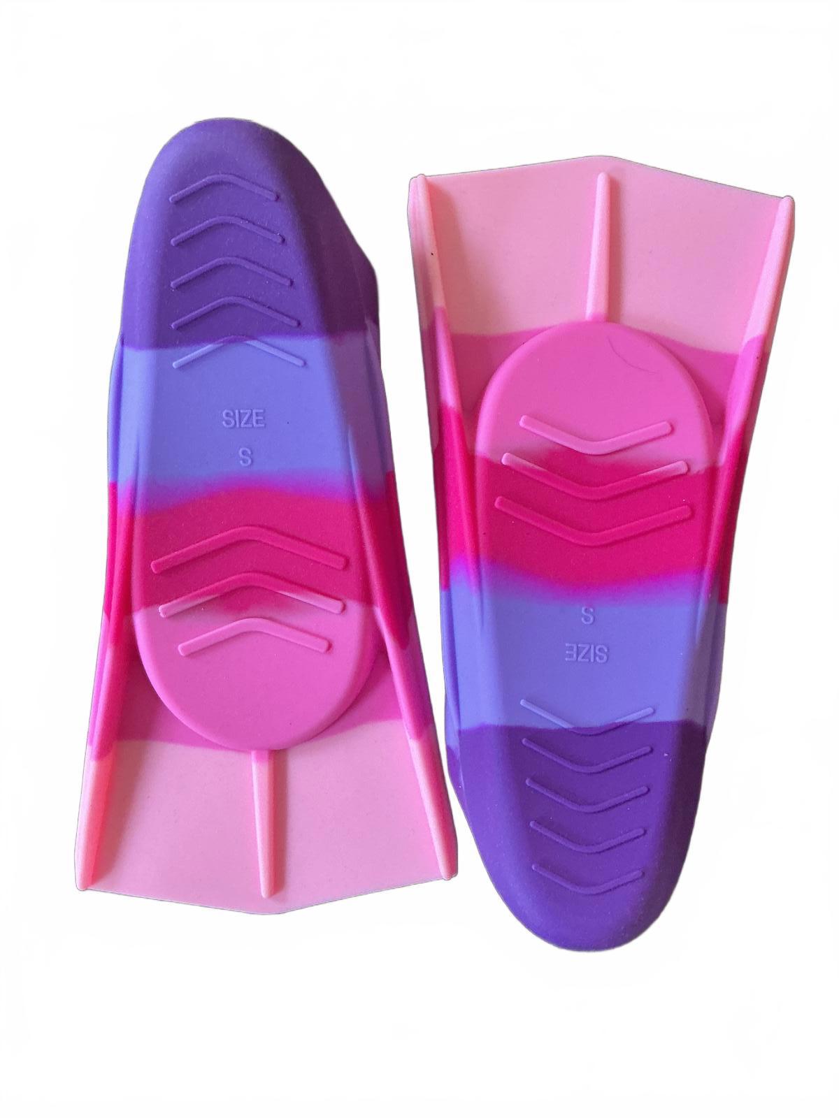 Azuunye Small Size Colourful Swim Fins with Purple, Pink and Red Design Size 1-2