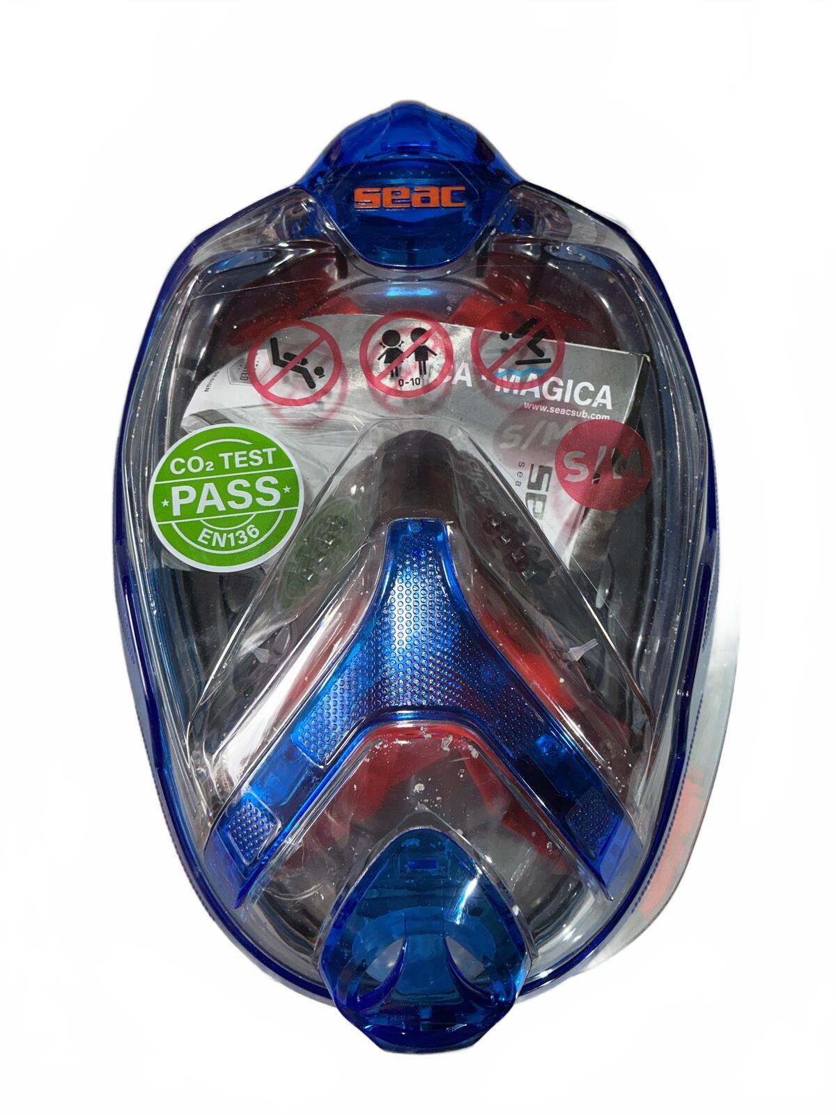 *NEW* Seac Unica Magica Full Face Snorkel Mask S/M Blue Orange Clear Dive Gear