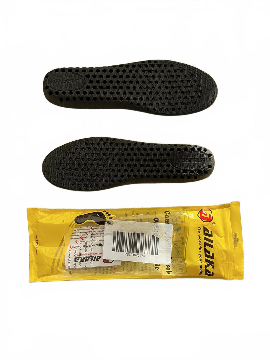 Ailaka Black Height Increase Cushion Shoe Insoles Size 42-45 8-10
