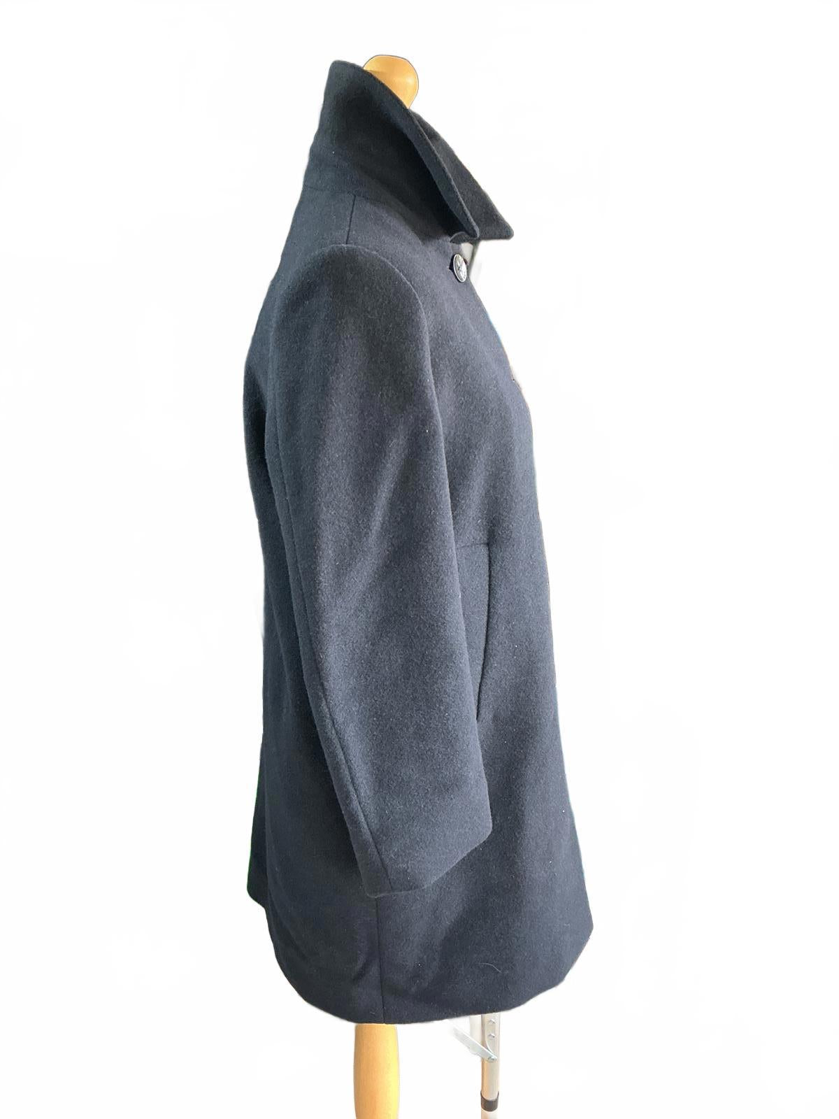 Ladies Black Part Two Button up Lined Wool Coat Size 10/36/Small