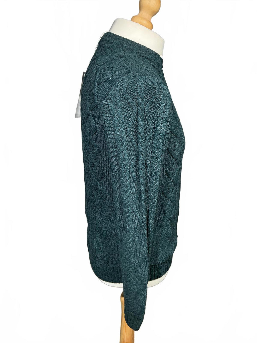 Men's Dark Green Cable Knit Crew Neck Sweater Crew Company