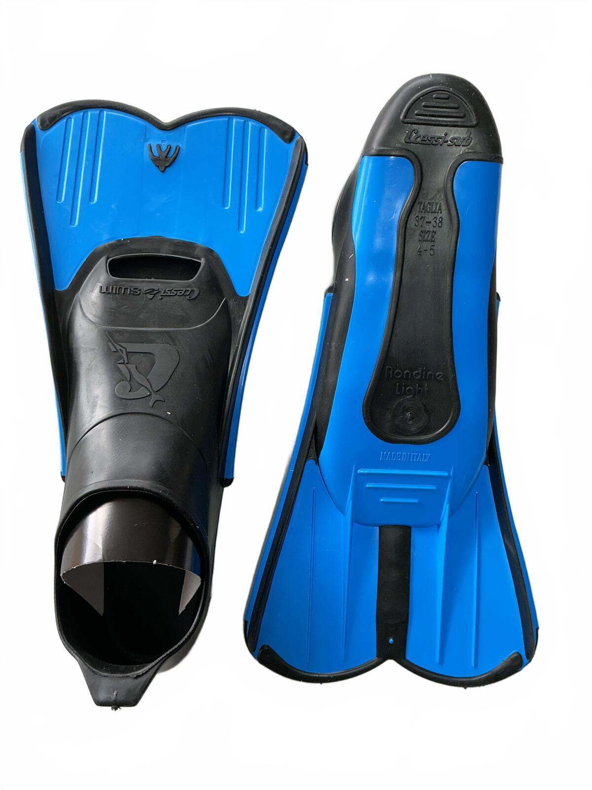 Cressi Light Swimming Fins Size 37-38 4/5Uk Blue Black Training Fins