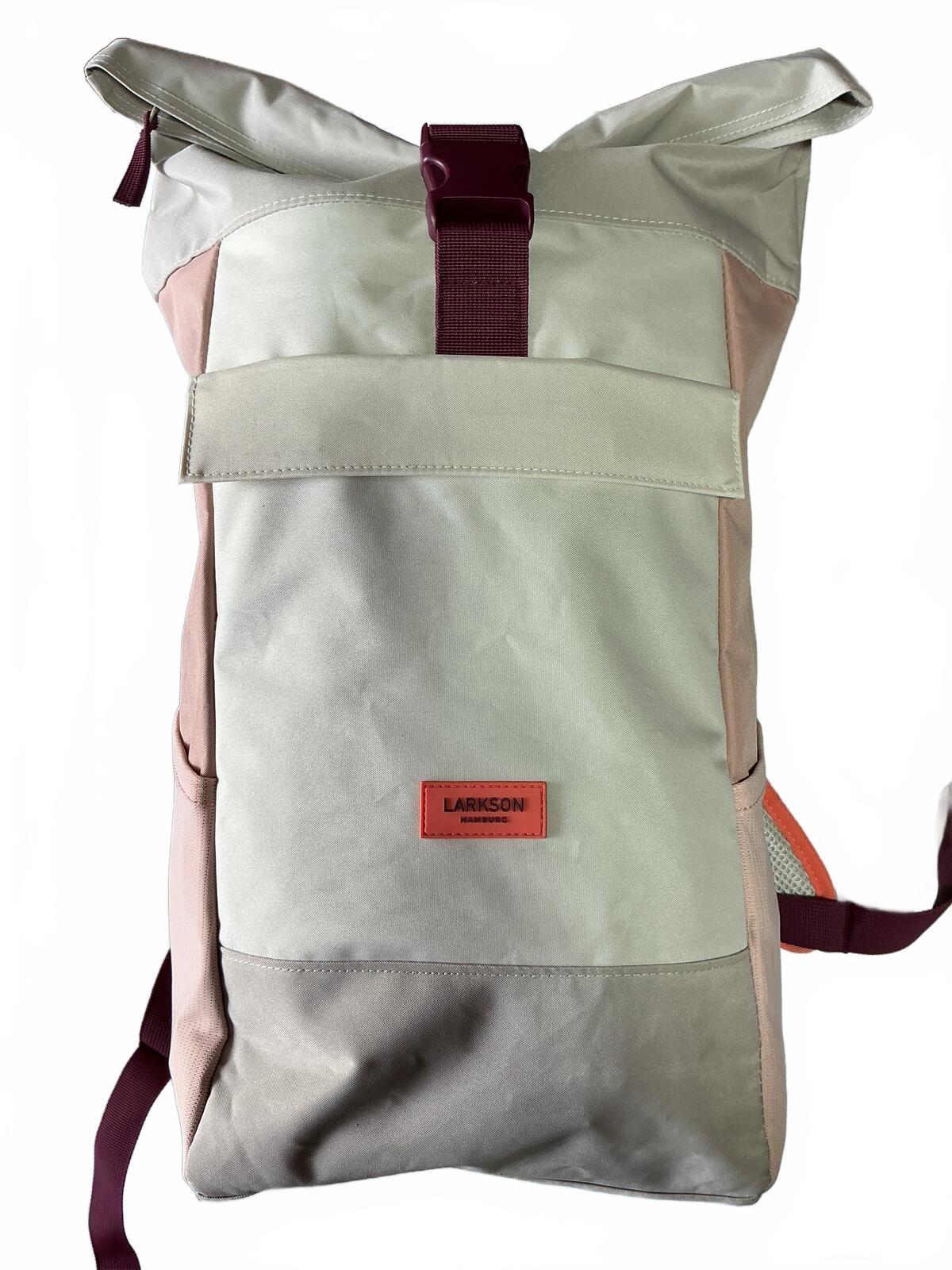 Larkson Bag No 4 20L Roll Top Backpack Beige Rose Adjustable Straps