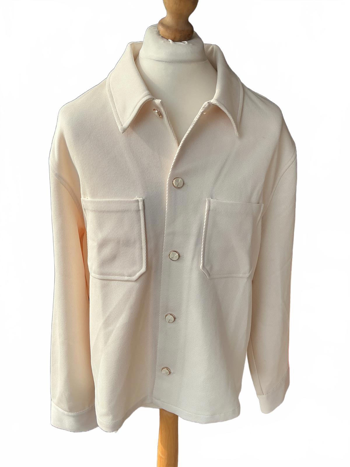 Maniere de Voir Cream Overshirt Jacket Size XXL Classic Style with Button Front