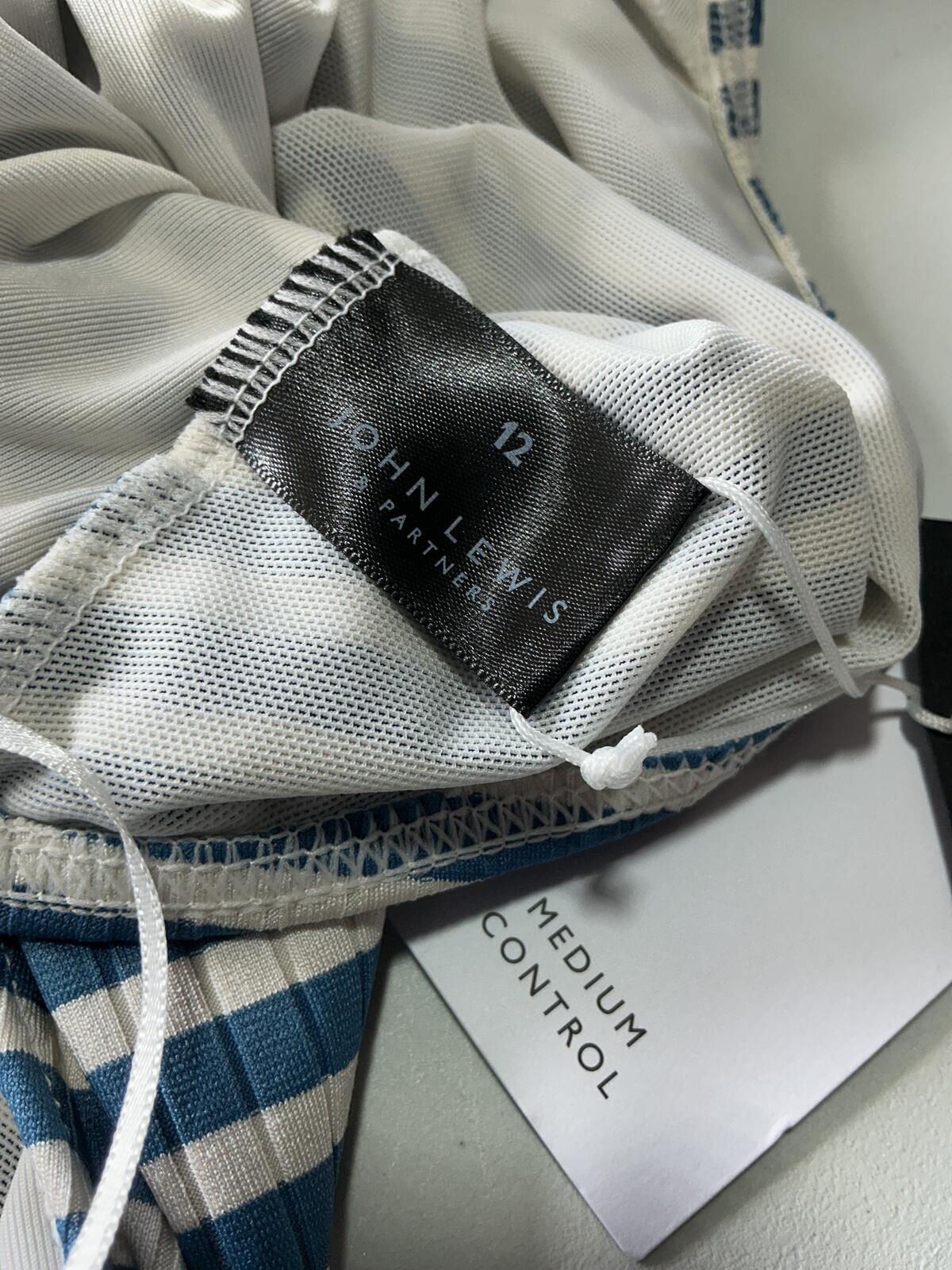 John Lewis Valencia Halter Stripe Swimsuit Size 12 Blue White Halter Neck