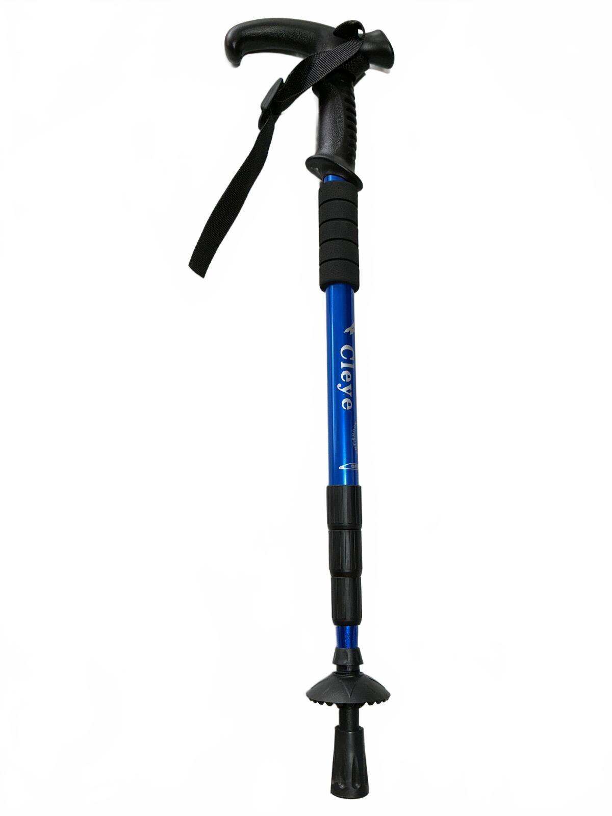 Cleye Blue Aluminium 4 Step Adjustable Telescopic Walking Stick Cane 110cm