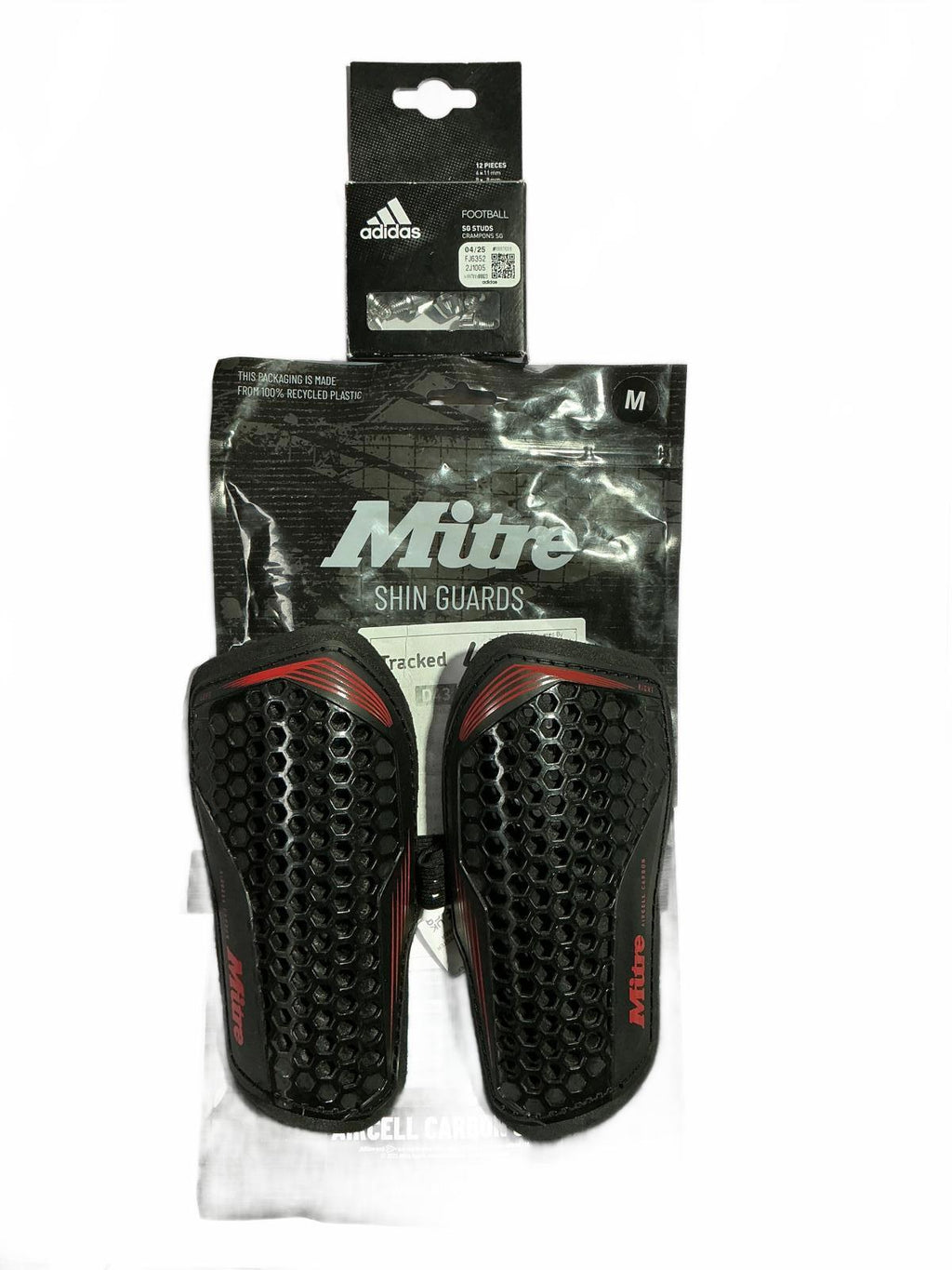 Mitre Medium Shin Guards with Adidas Football SG Studs