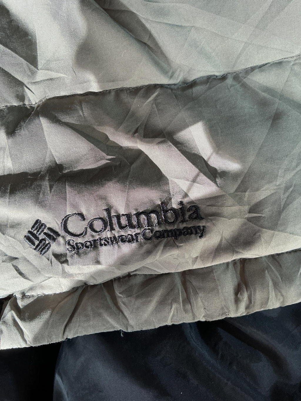Columbia Men's Puffer Jacket High Collar Lightweight XL Grey Black