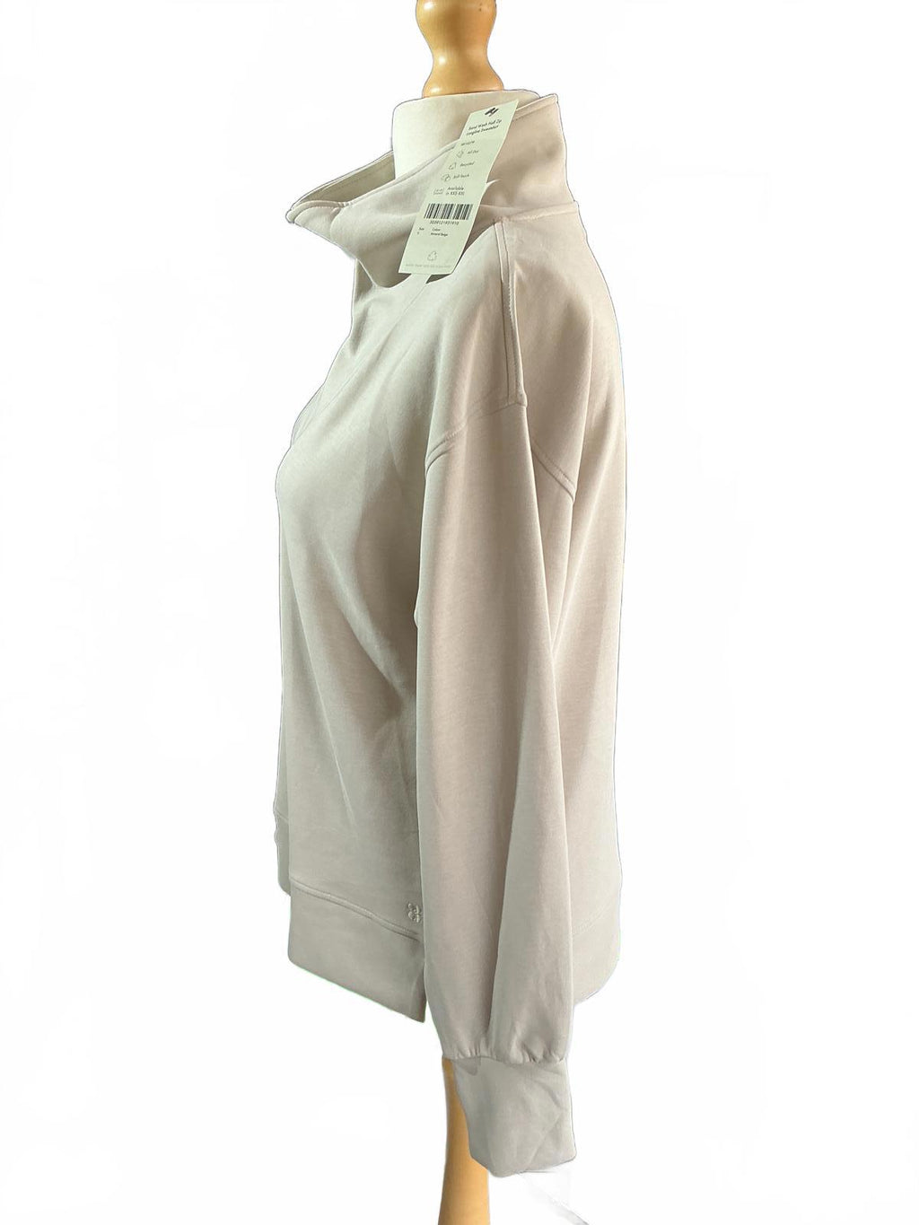 Sweaty Betty Longline Beige Half-Zip Soft Touch Sweatshirt Size small