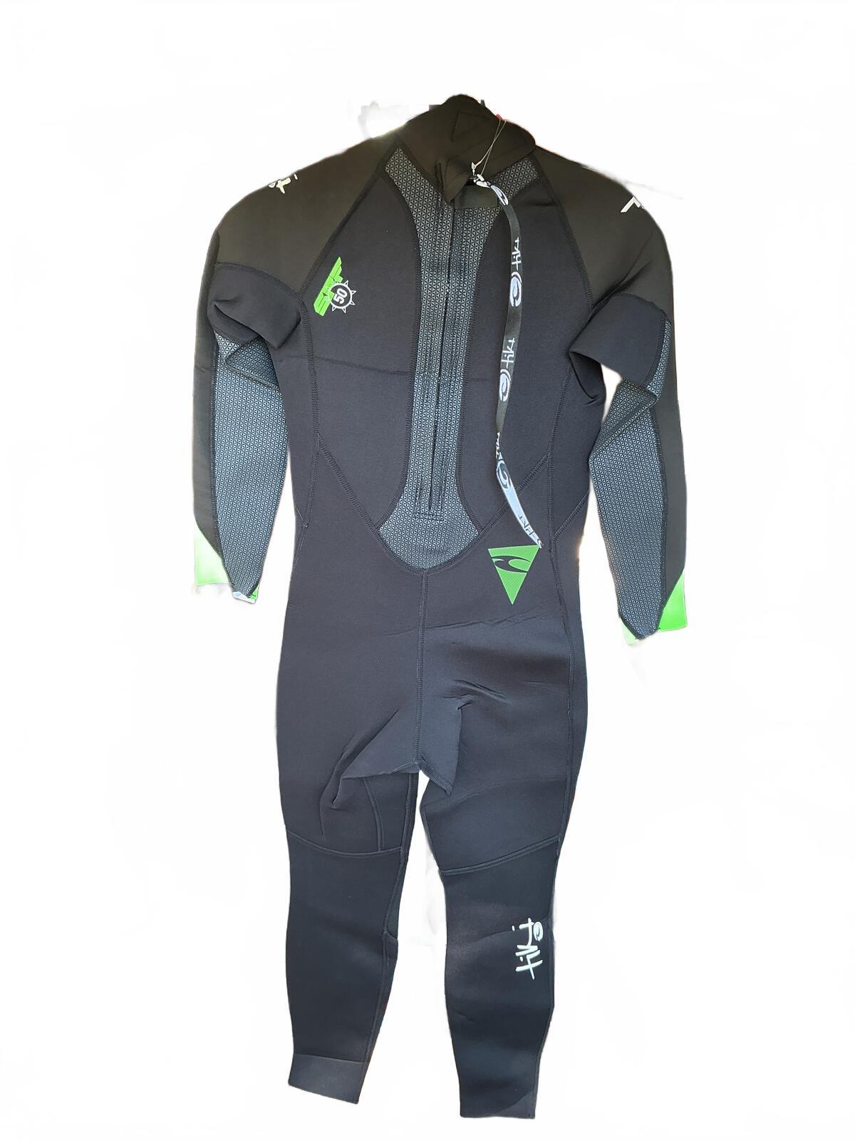 Tiki Black and Green Wetsuit Size J14 for Water Sports and Diving