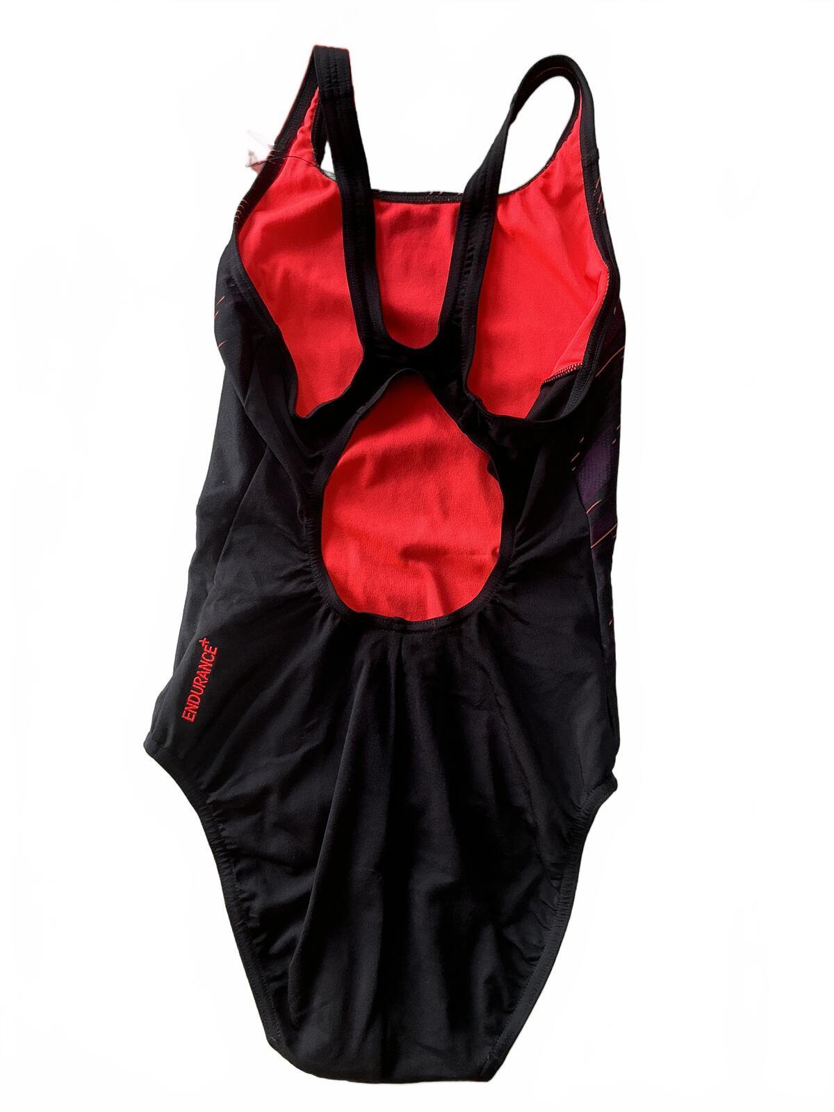 Speedo Endurance+ Black and Red One-Piece Swimsuit Size Regular 6