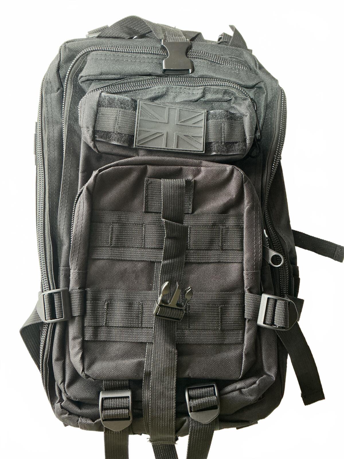 Black Tactical Backpack Military Style Durable Outdoor Bag