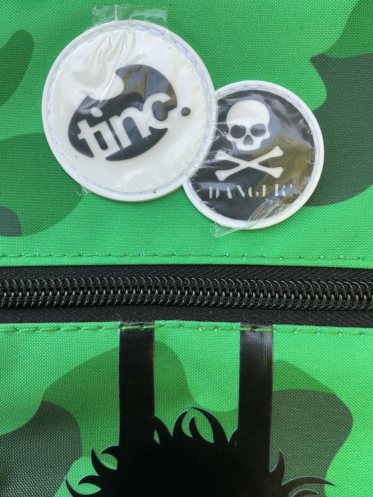 Two Tinc Green Camouflage Insulted Lunch Bags with Monster Print