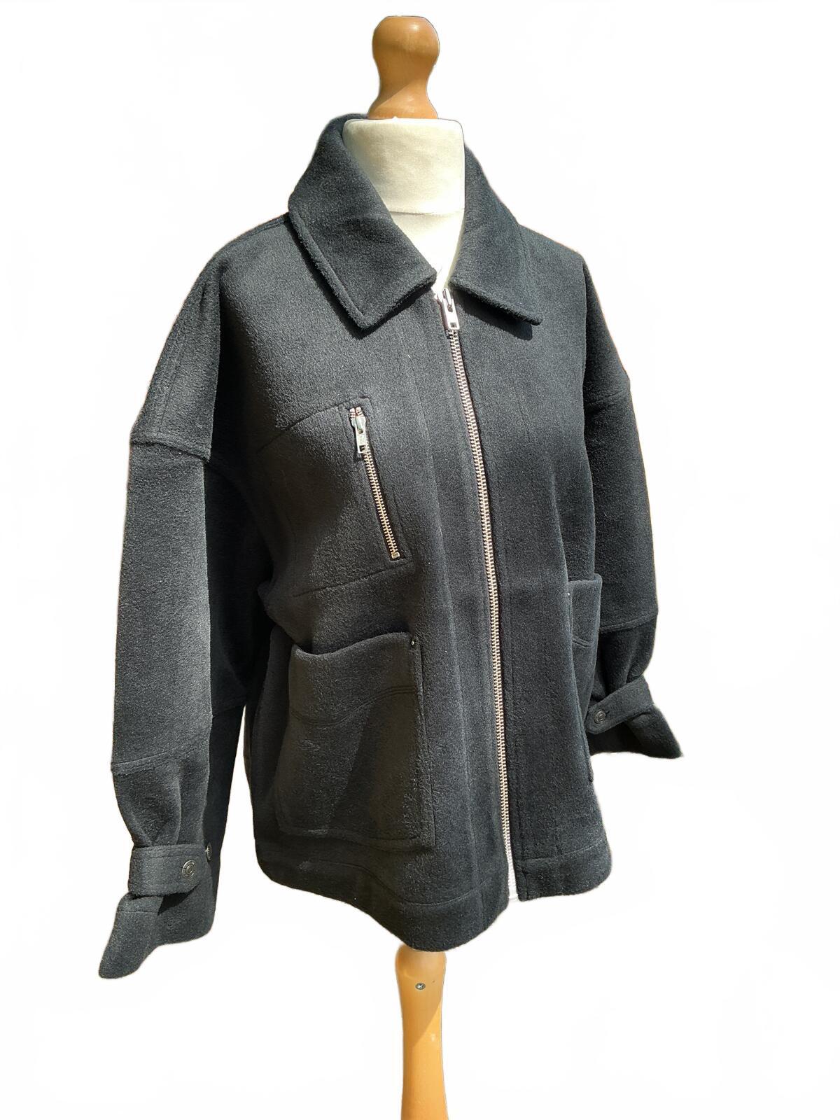We The Free Sally Chore Jacket Medium Ladies Fleecy Oversized Black