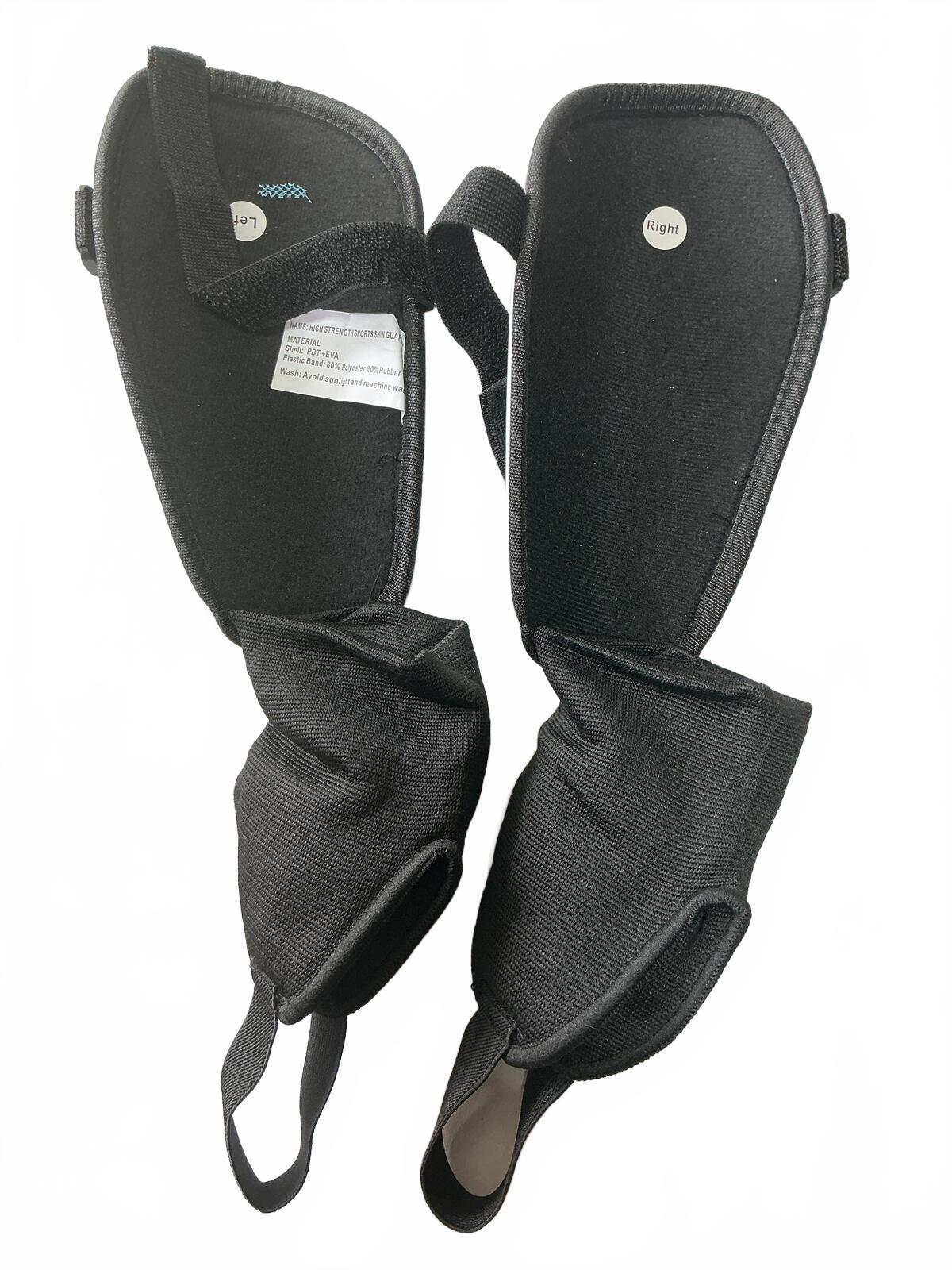 Unbranded Size Large White and Black Football Shin Guards with Straps