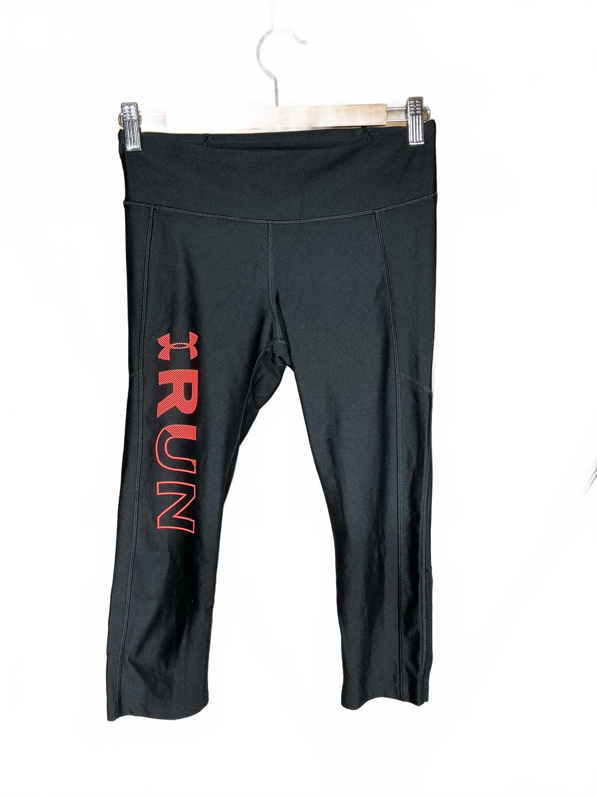 Under Armour Women's Black Running Leggings with Red RUN Logo