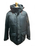 Columbia Men's Hooded Puffer Jacket XL Gray Black VeryGood
