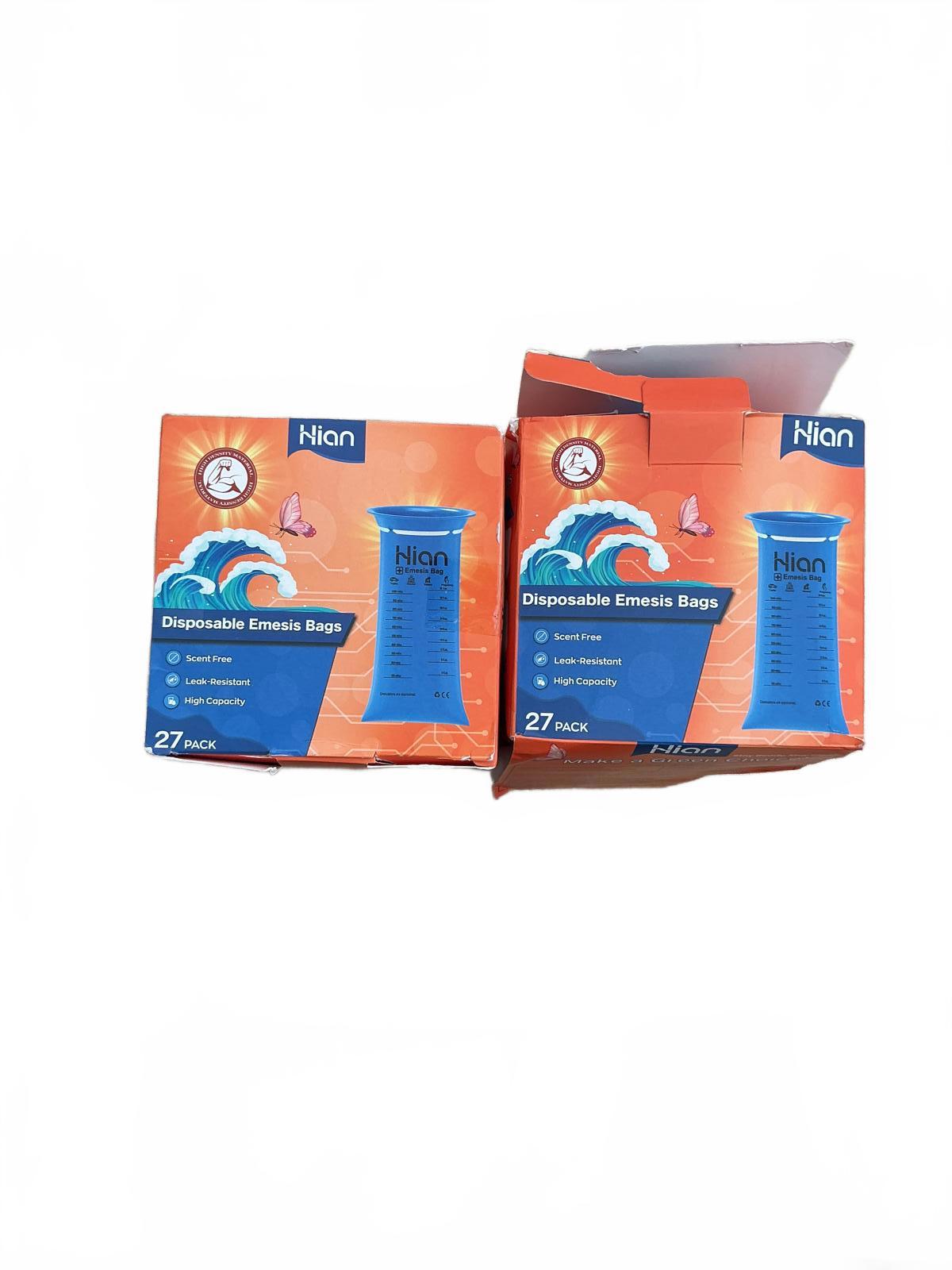 Hian Disposable Emesis Bags 27 Pack Travel Motion Sickness Aid