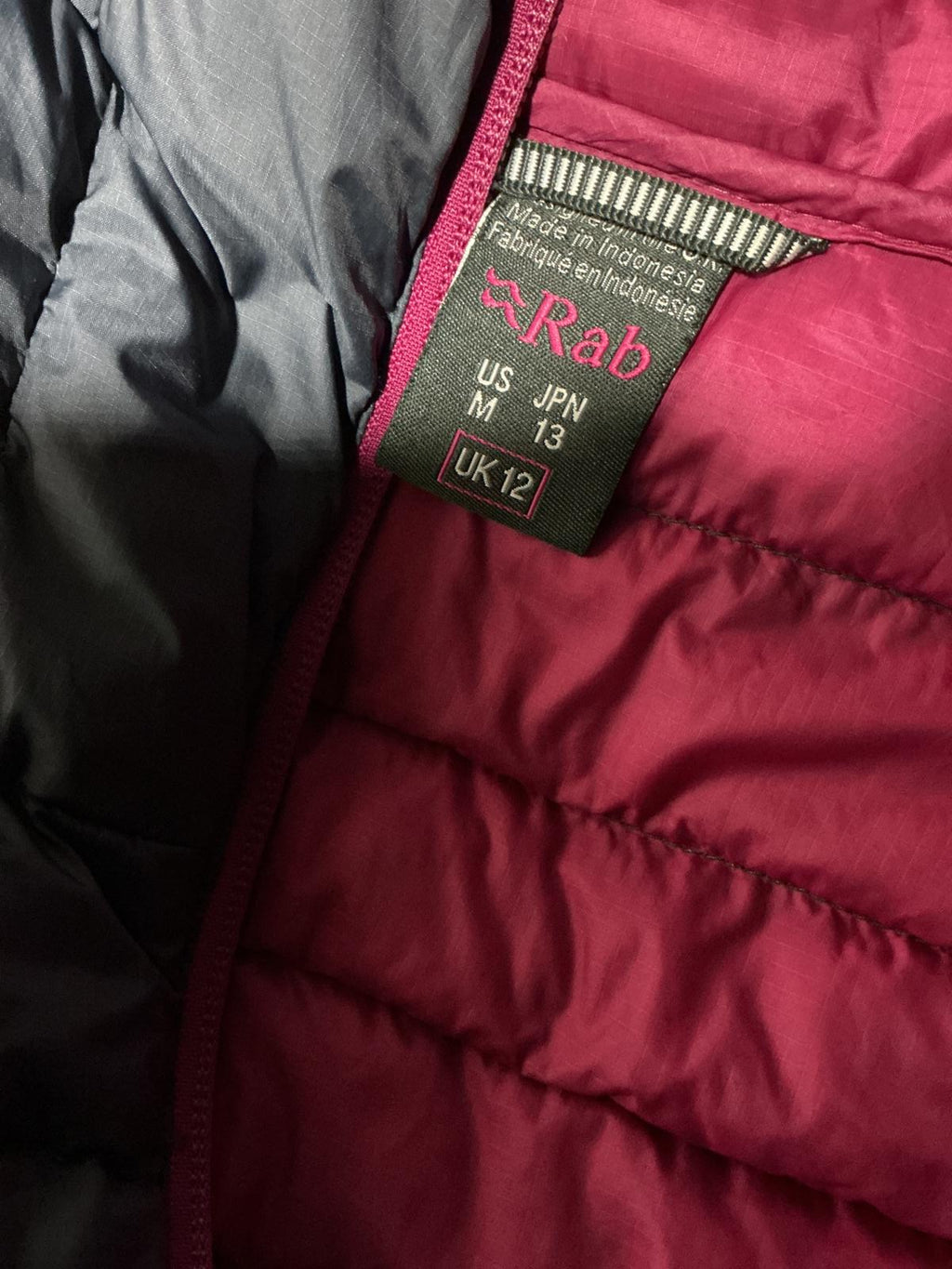 Rab Women's Puffer Grey and Pink Padded Hooded Jacket
