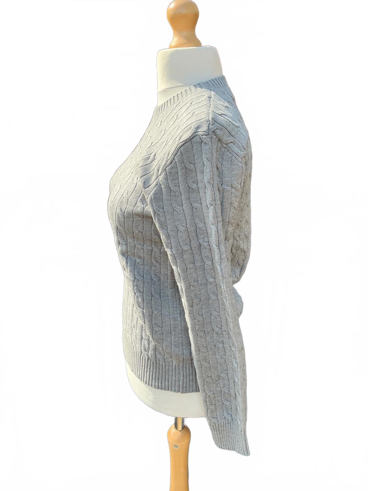 Ralph Lauren Grey Cable Knit Jumper Size Regular L Classic Style Warm
