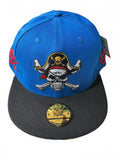 Capiche Blue and Black Pirate Skull Snapback Hat Cap Adjustable Size