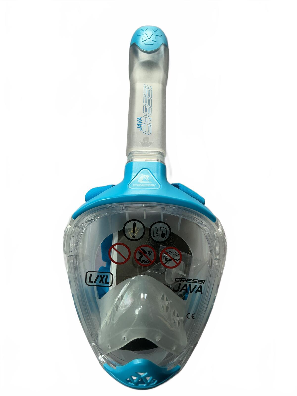 Cressi Java Full Face Snorkel Mask L/XL Size Comfortable Fit Blue