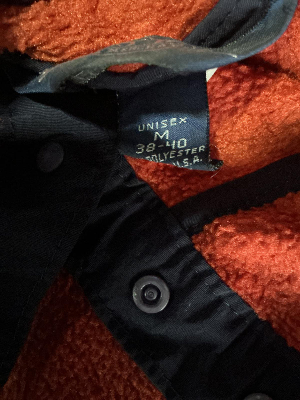 Men's Orange Fleece Jacket with Snap Button Placket