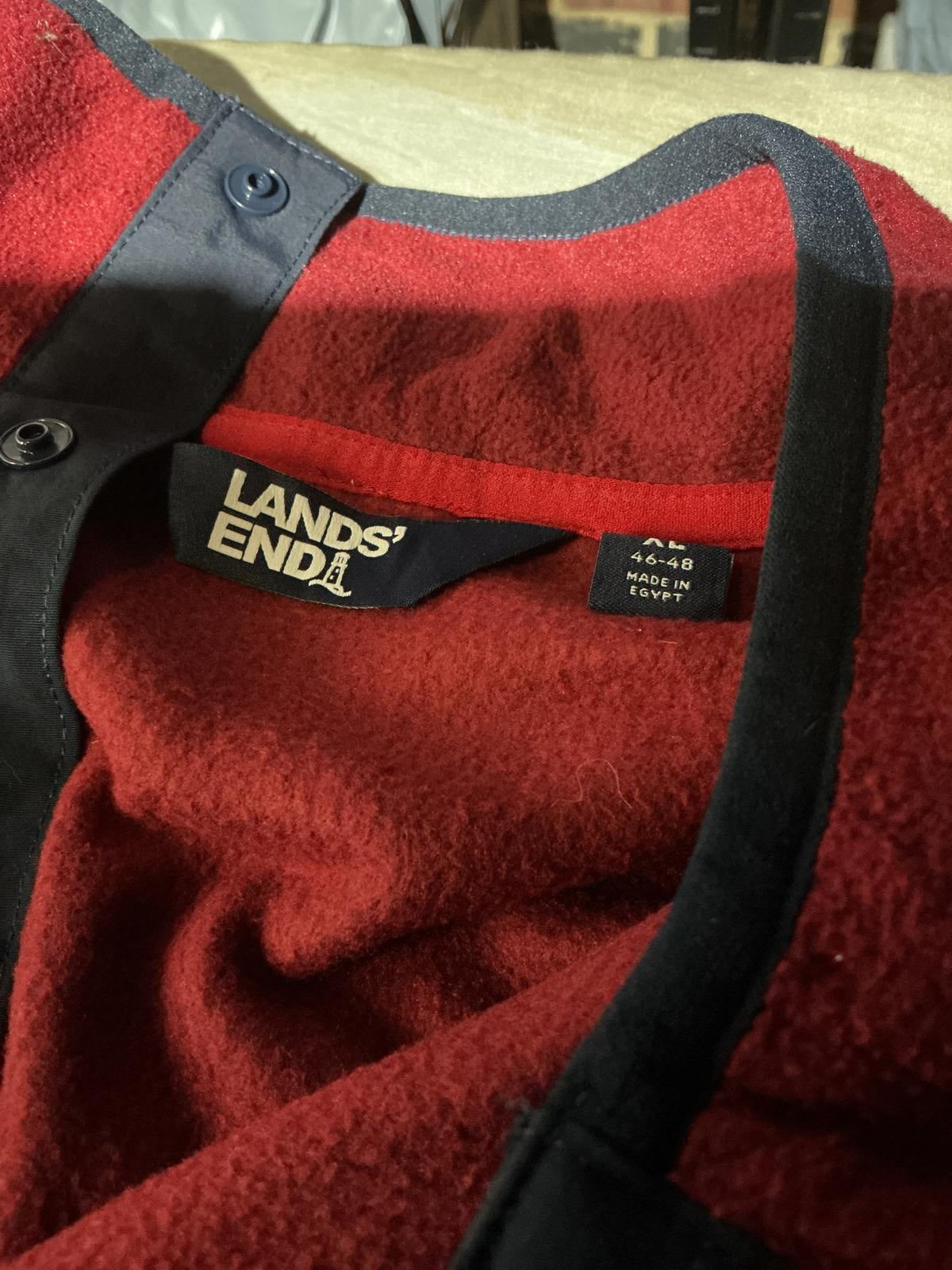 Lands' End Men's Two-Tone Fleece Pullover Jacket