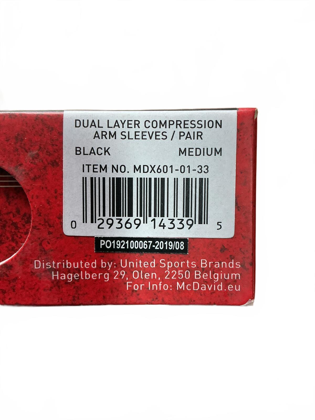 *NEW* McDavid X601 Dual Layer Compression Arm Sleeves Pair Black Medium