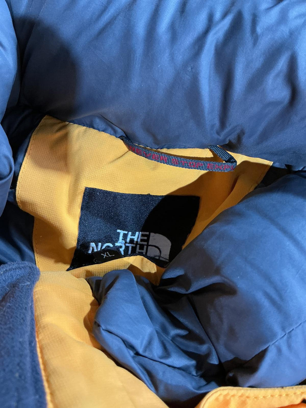 The North Face Ladies Yellow and Brown Puffer Jacket with Hood
