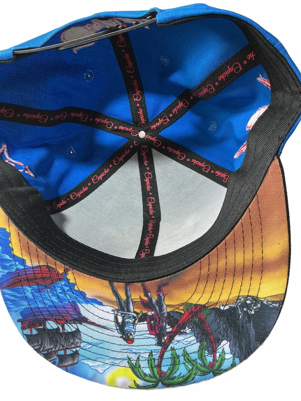 Capiche Blue and Black Pirate Skull Snapback Hat Cap Adjustable Size